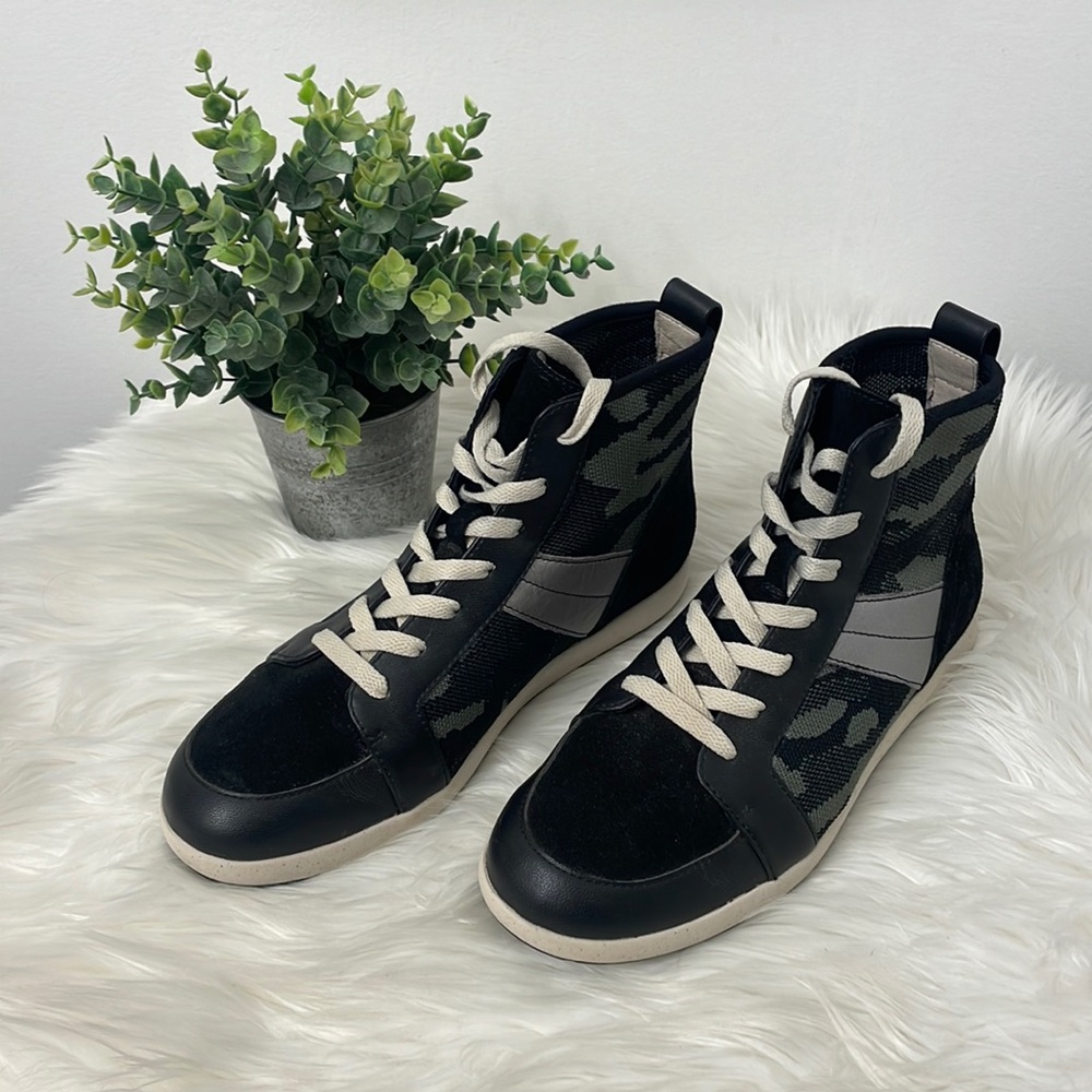 Sanctuary camo leather suede and canvas high tops